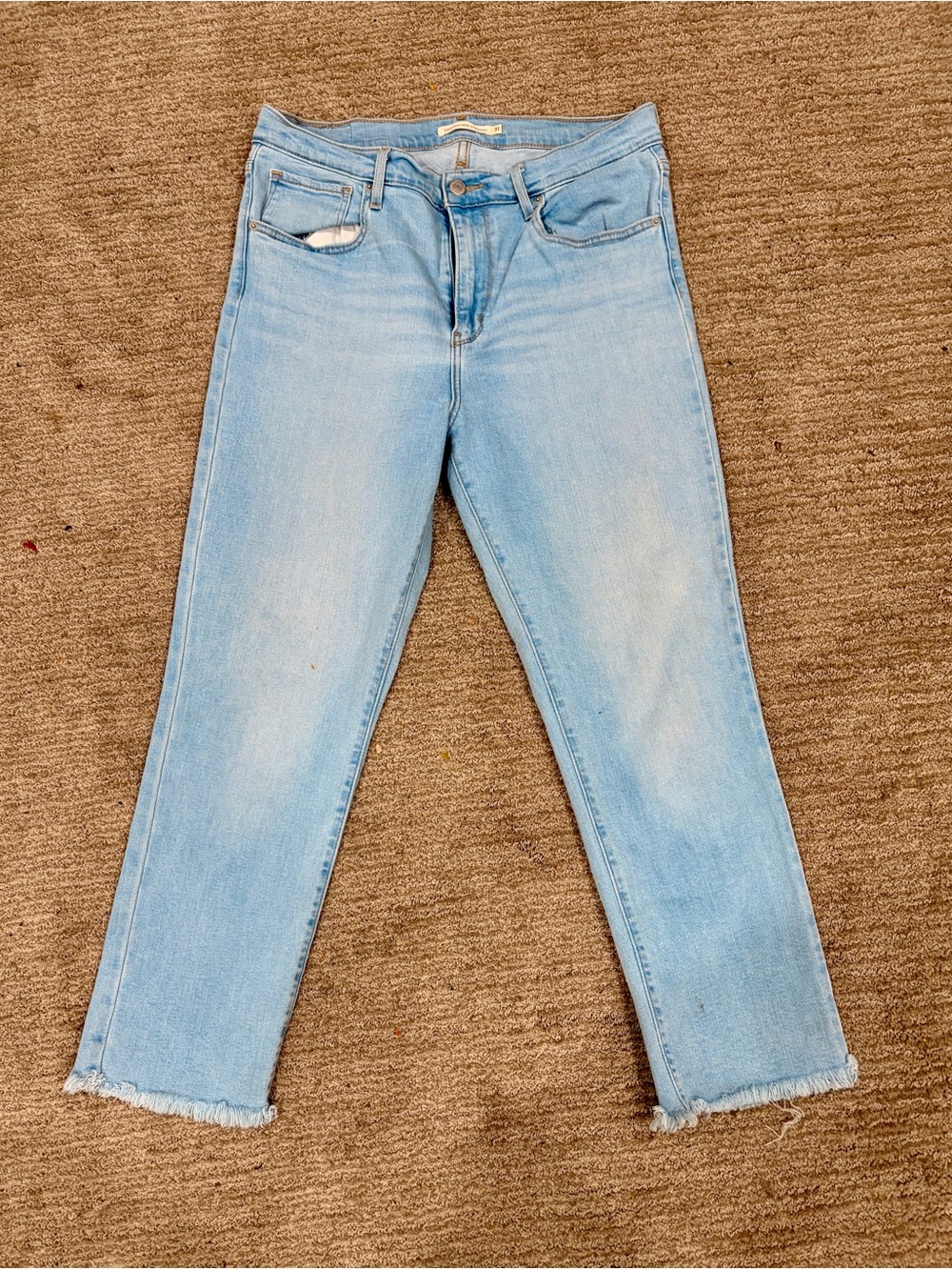 Levi's Light Blue Cropped Straight-Leg Jeans